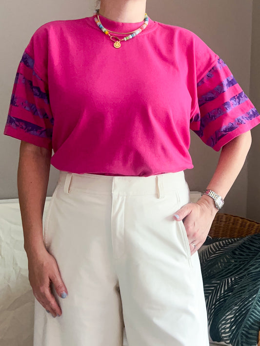 Vintage Boxy Stripe Sleeve Tee  - approx Size 10-14