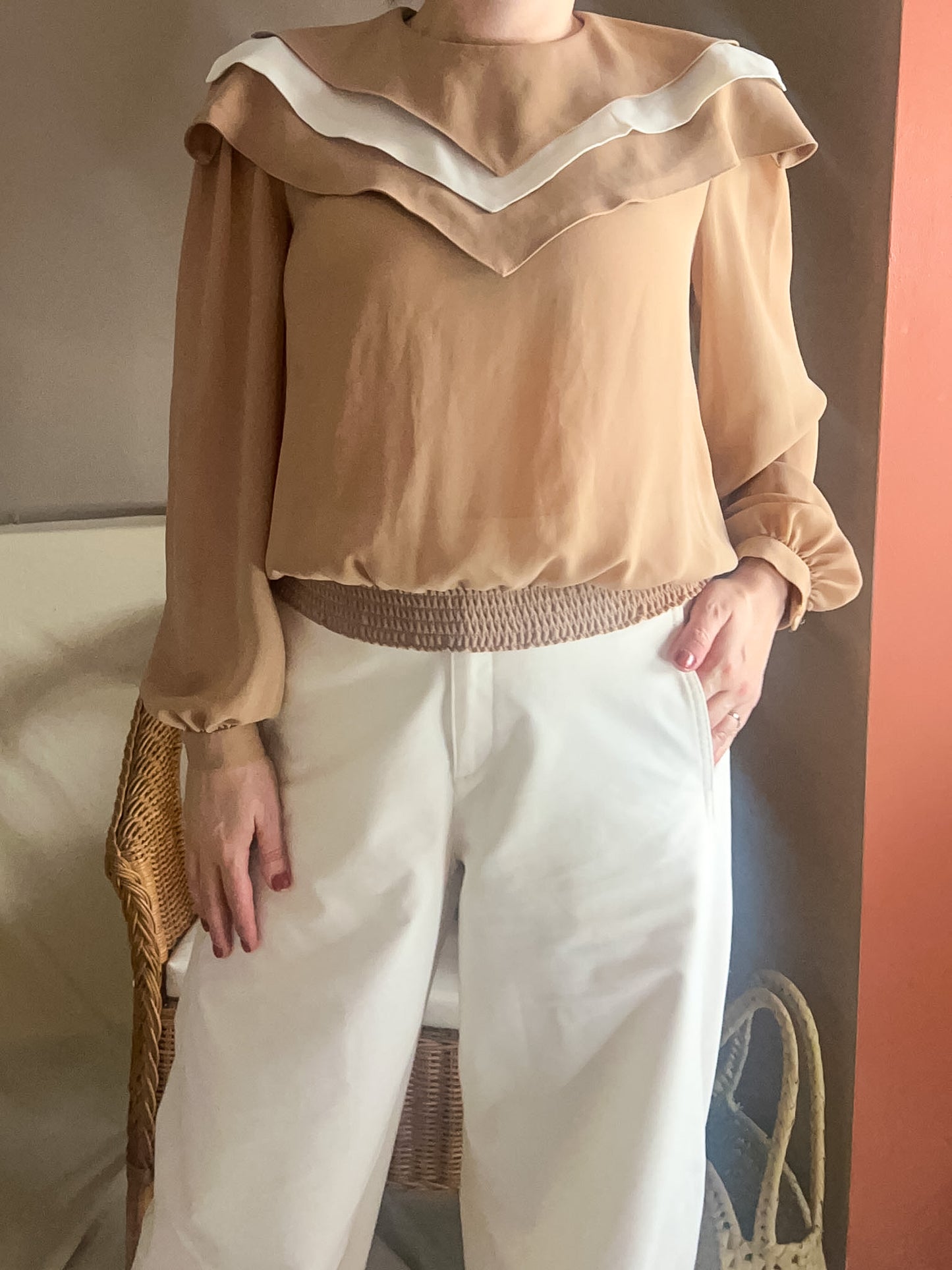 Vintage Gina Bacconi Statement Collar Top, approx Size 10-12