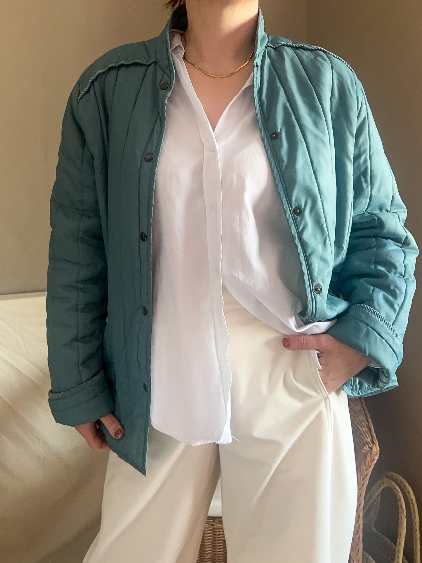 Vintage Teal Lightweight Padded Jacket, approx size 10-14