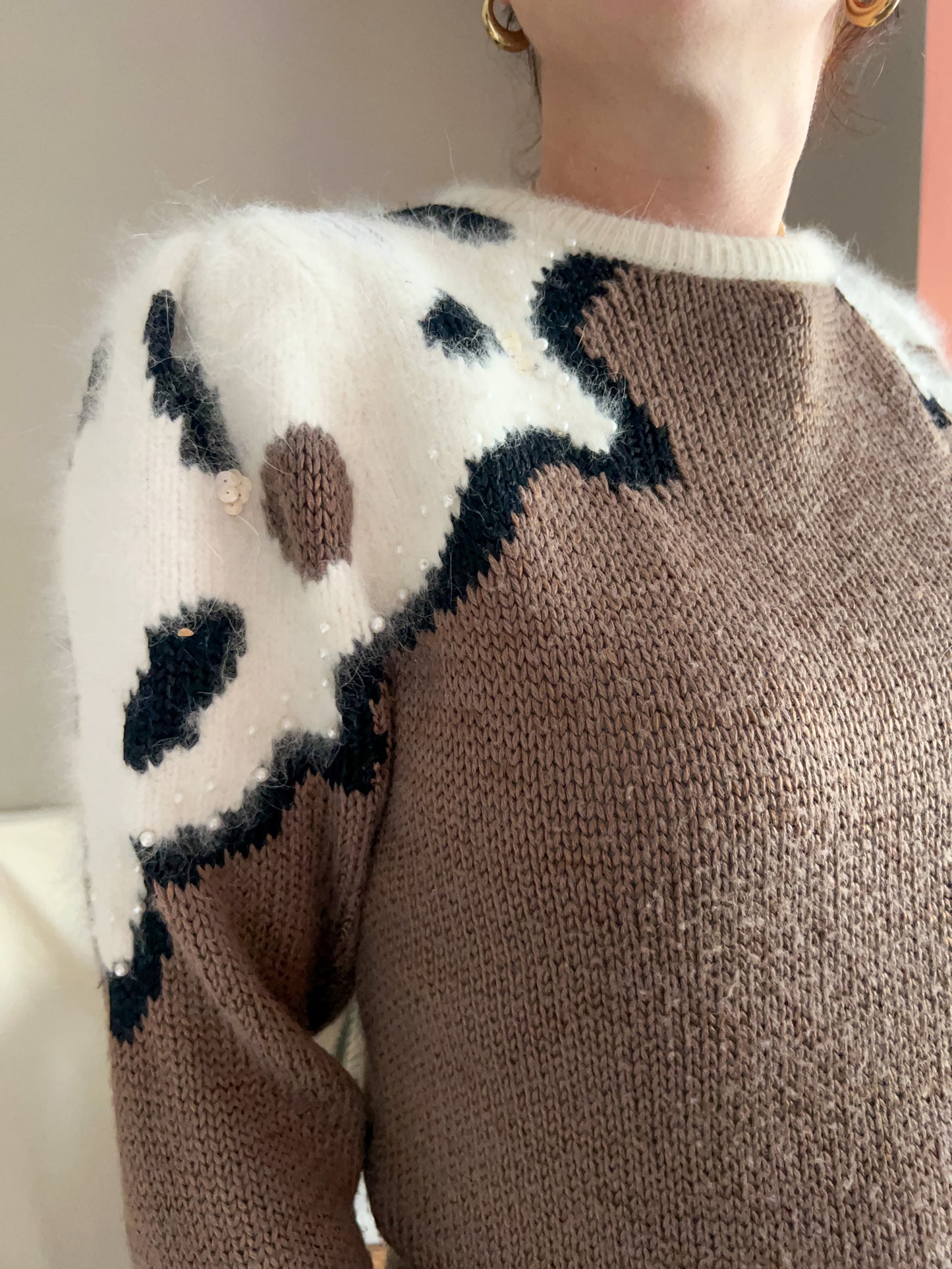 Vintage 80s Embellished Knit Jumper, size approx 10-14