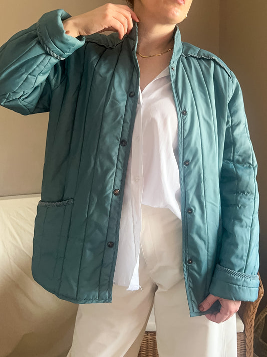 Vintage Teal Lightweight Padded Jacket, approx size 10-14