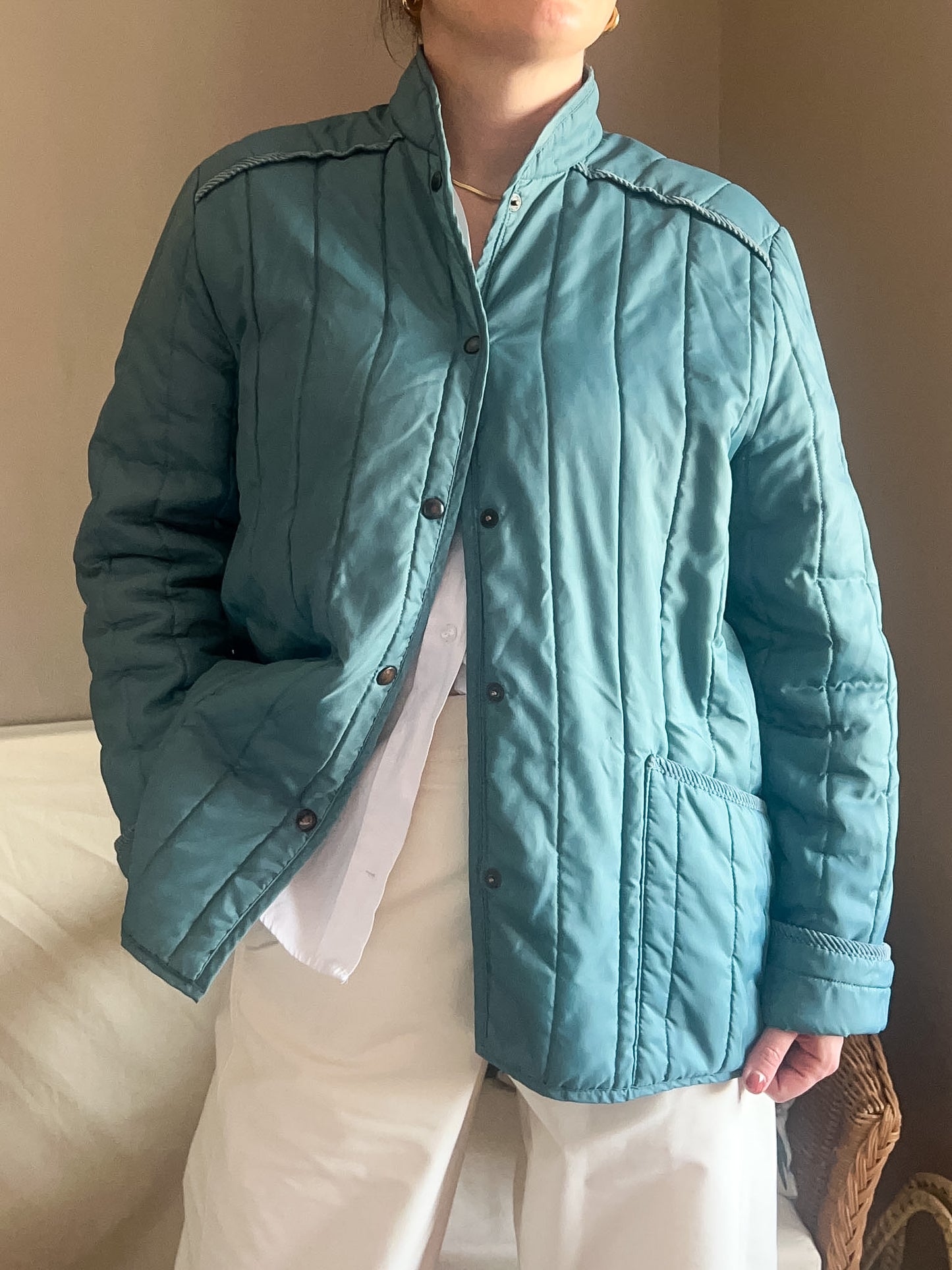 Vintage Teal Lightweight Padded Jacket, approx size 10-14