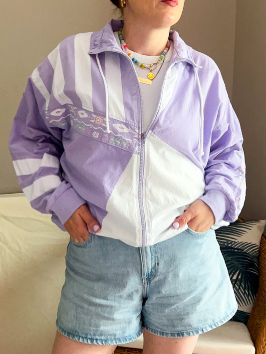 Vintage Purple Geometric Shape Sports Jacket, approx size 10-14