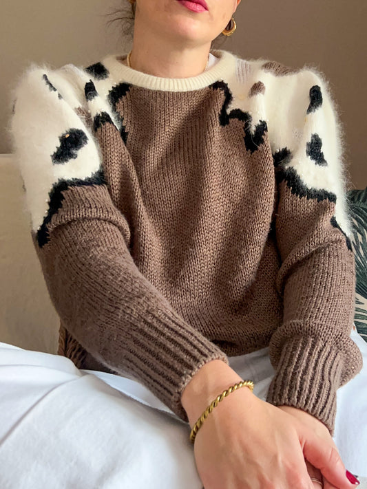 Vintage 80s Embellished Knit Jumper, size approx 10-14