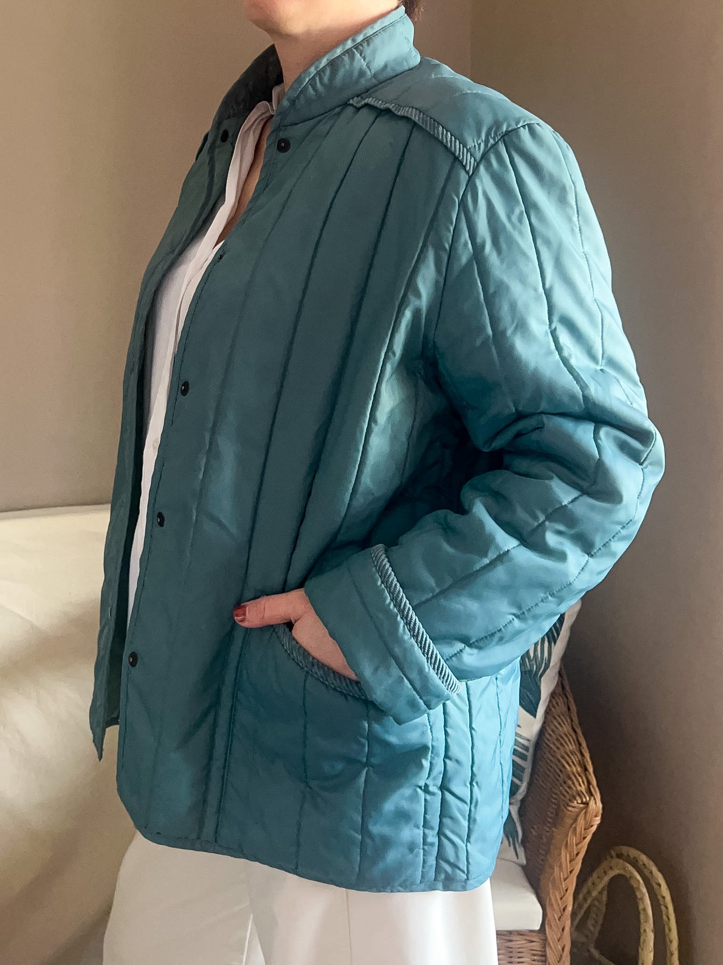 Vintage Teal Lightweight Padded Jacket, approx size 10-14