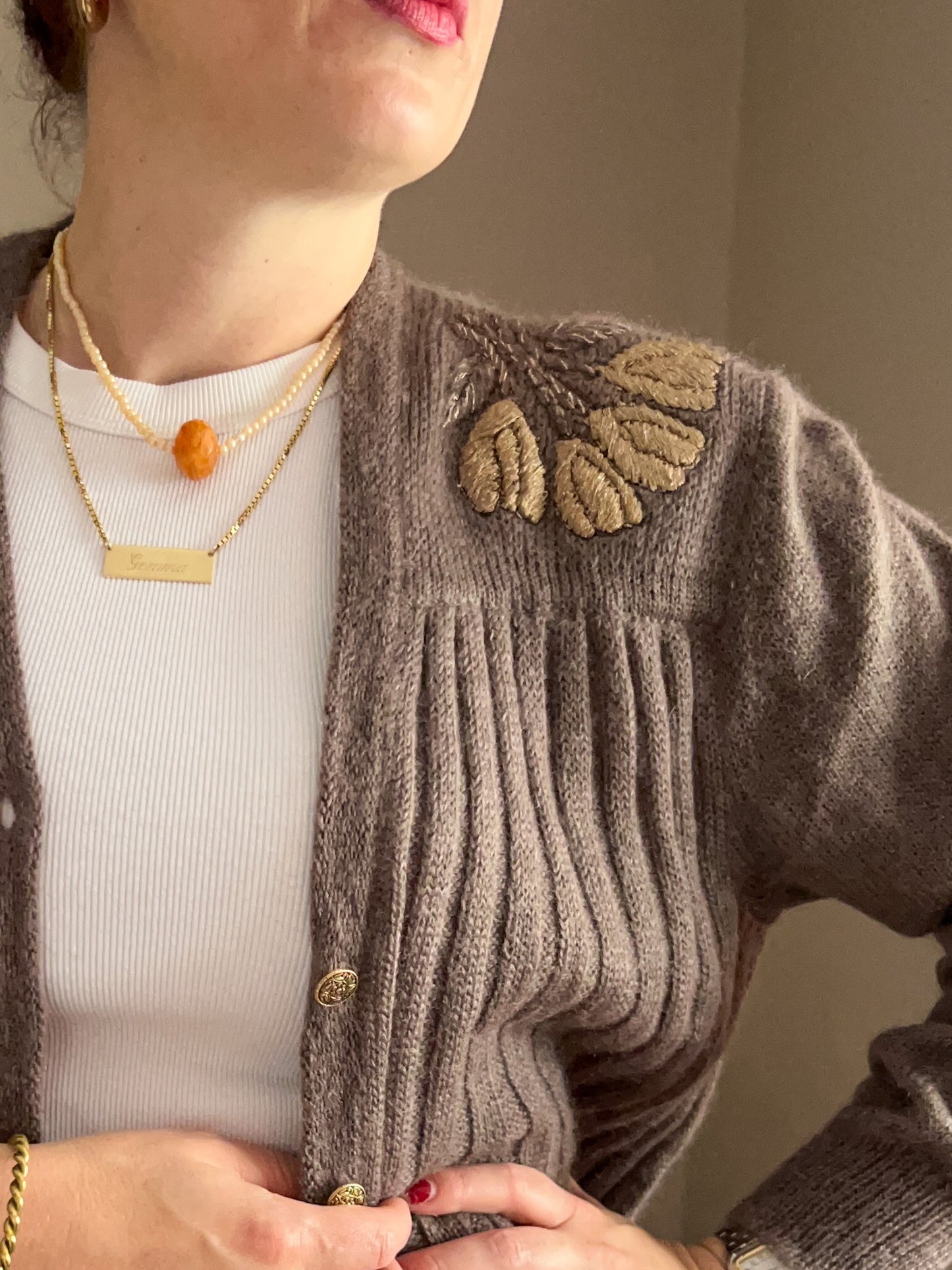 Vintage Shoulder Detail Cardigan, size approx 10-14+