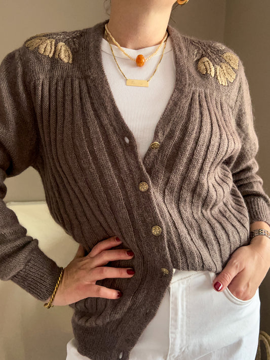 Vintage Shoulder Detail Cardigan, size approx 10-14+