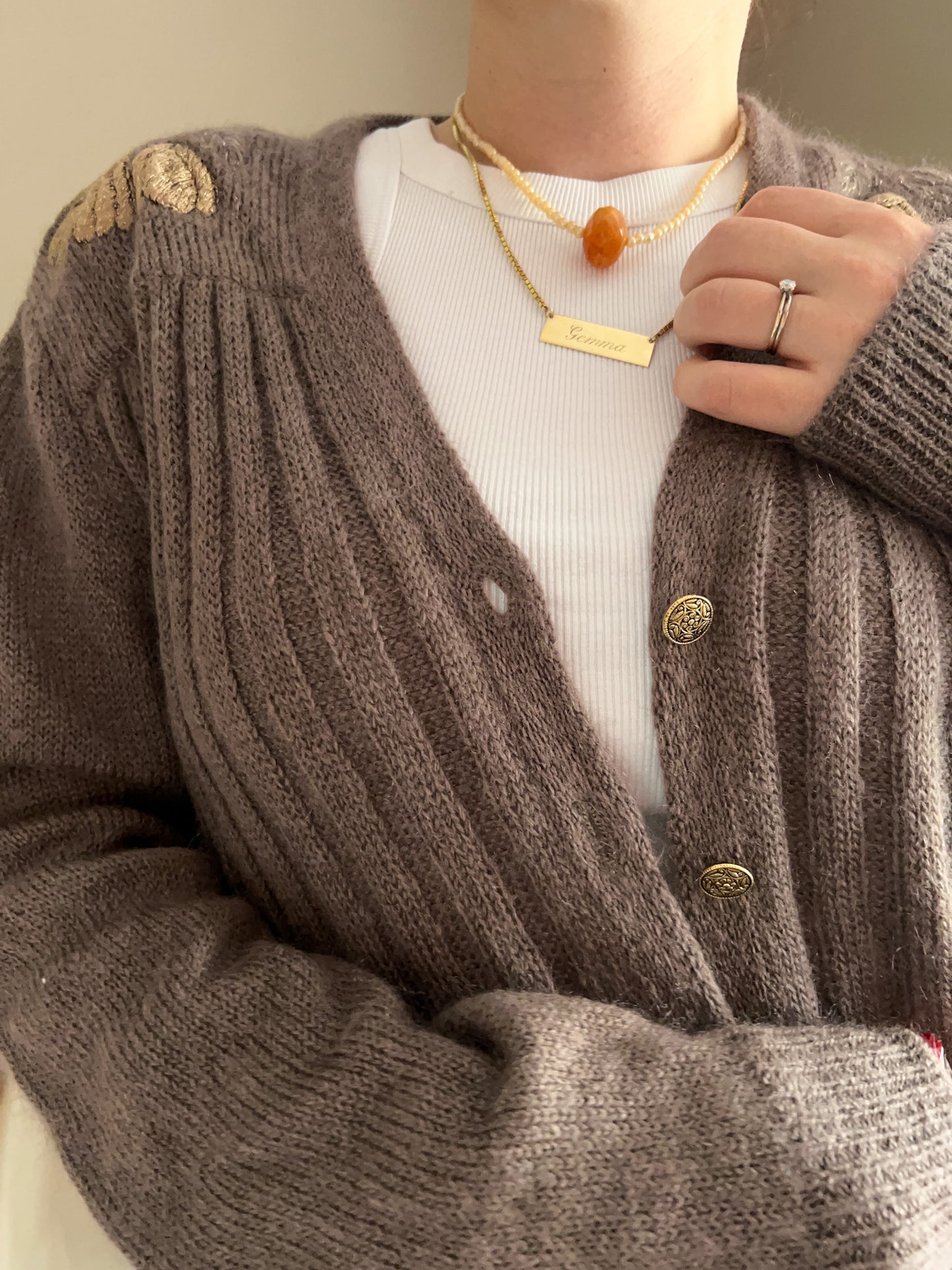 Vintage Shoulder Detail Cardigan, size approx 10-14+