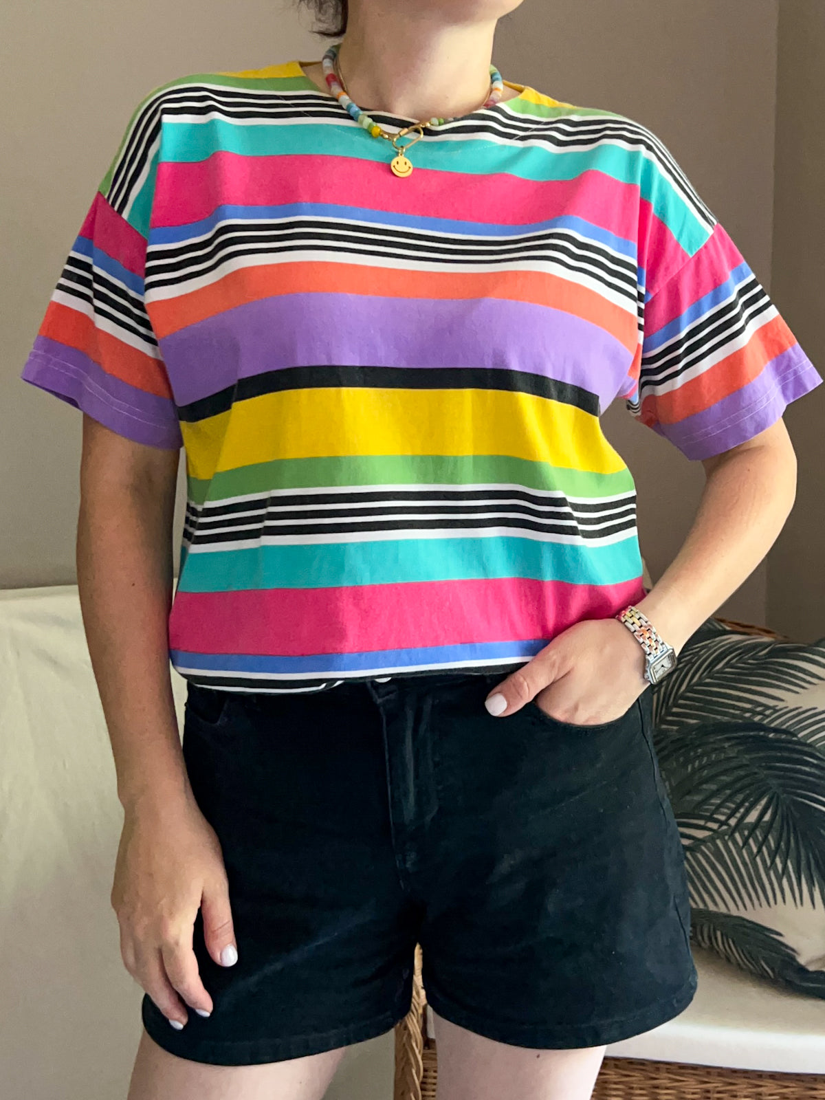 Vintage Bold Stripe Tshirt  - approx size 10-14