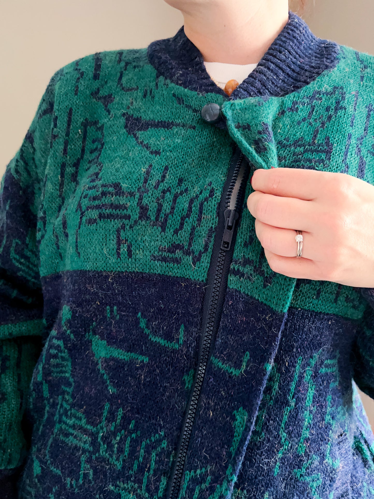 Vintage Quilted Knit Bomber Jacket, approx Size 10-12