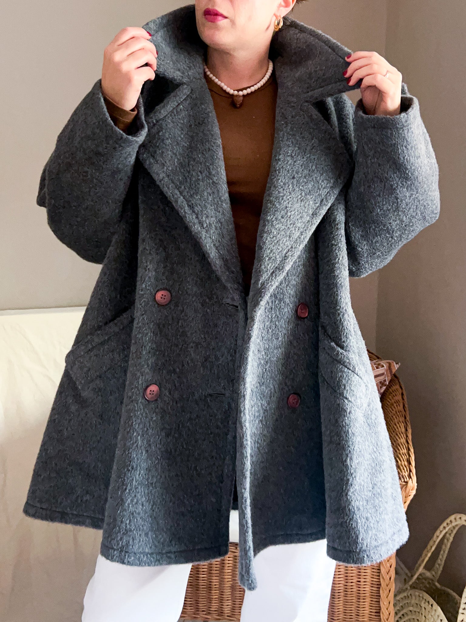 grey vintage swing coat wool