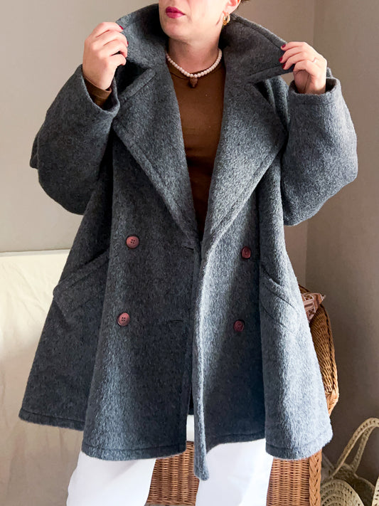 grey vintage swing coat wool