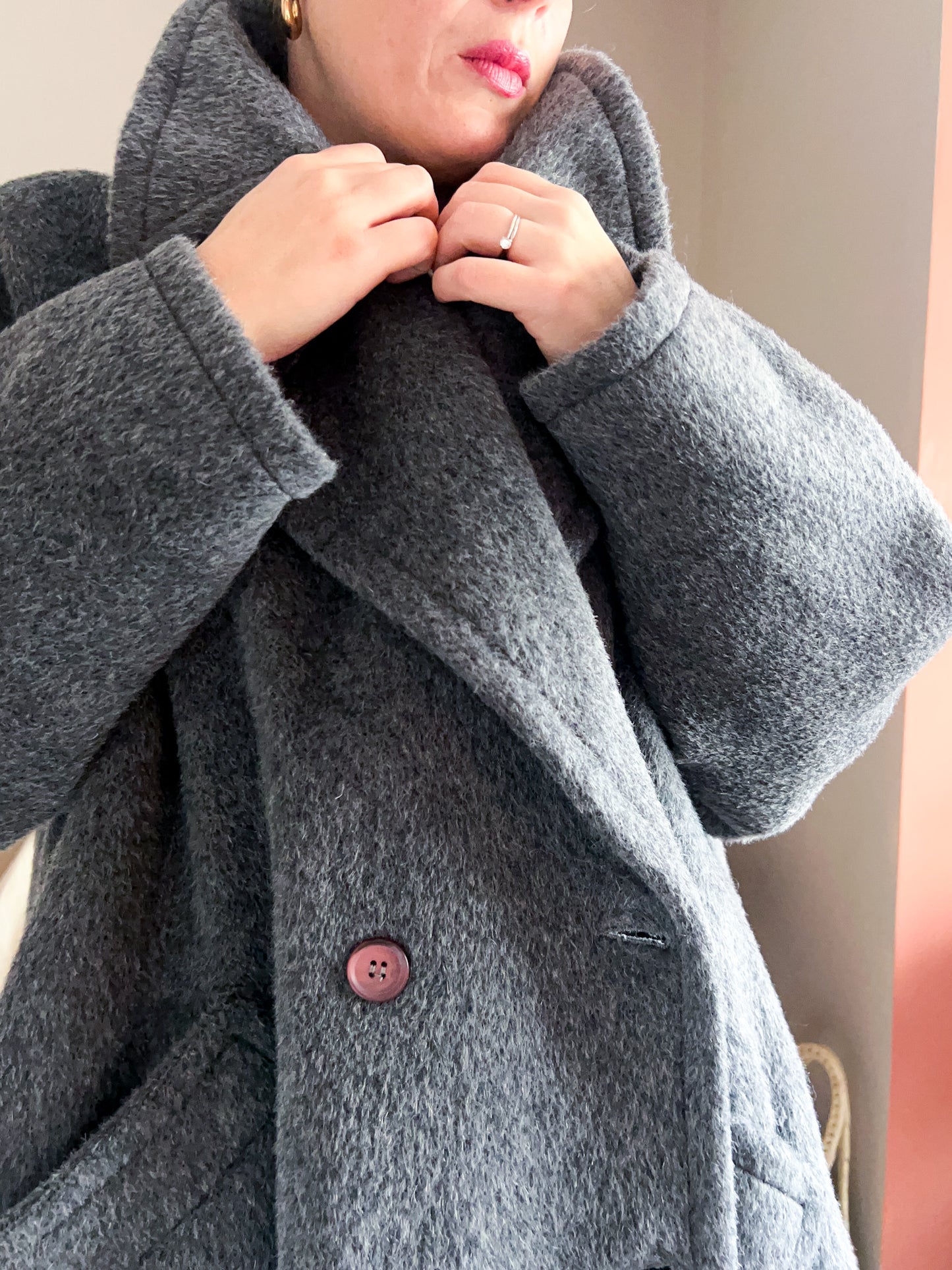 Vintage 80s Grey Swing Coat, approx Size 10-16