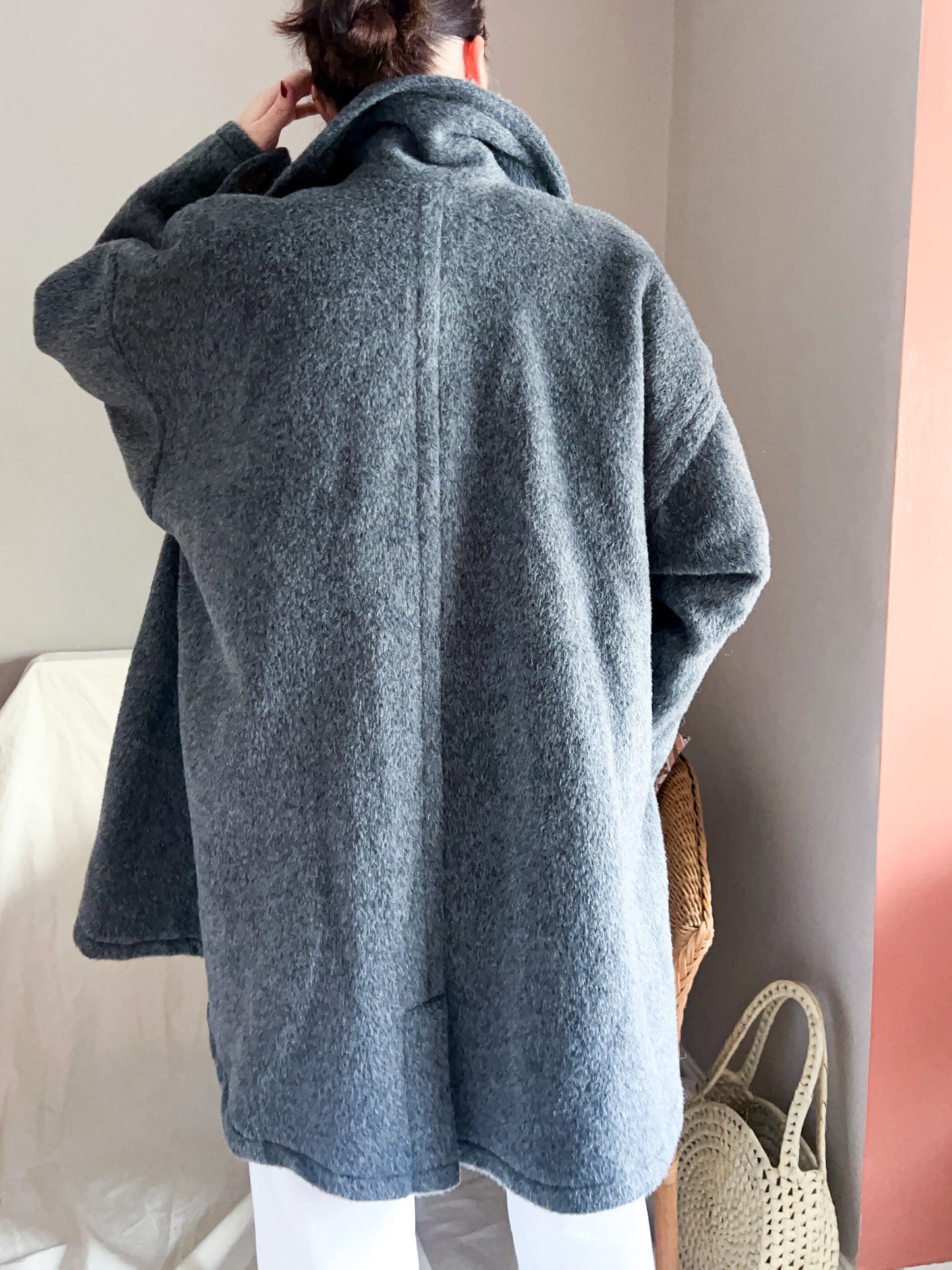 Vintage 80s Grey Swing Coat, approx Size 10-16