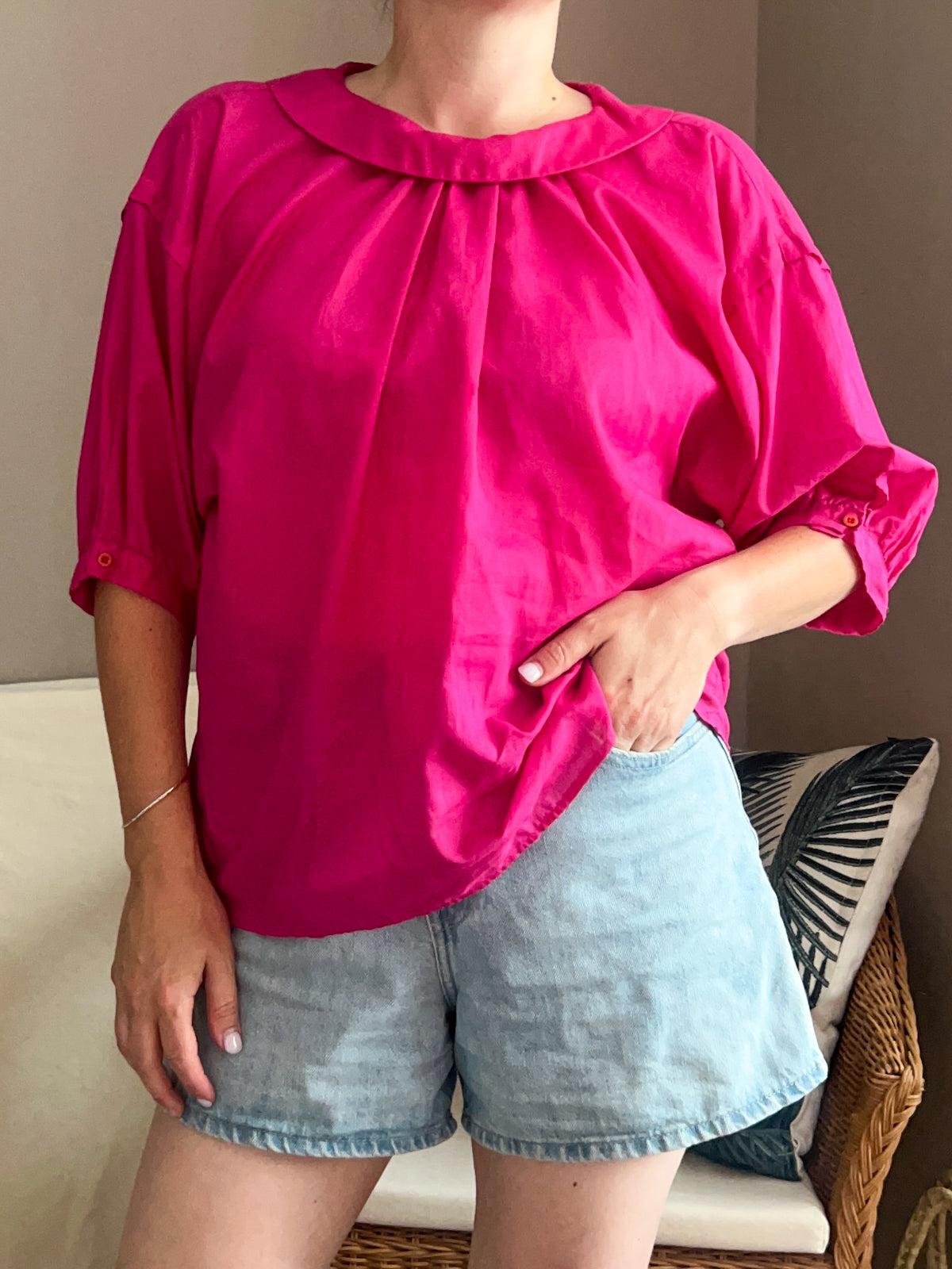 Vintage Round Collar Blouse, size approx 12-16
