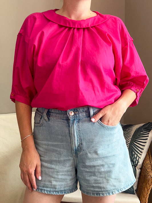 Vintage Round Collar Blouse, size approx 12-16