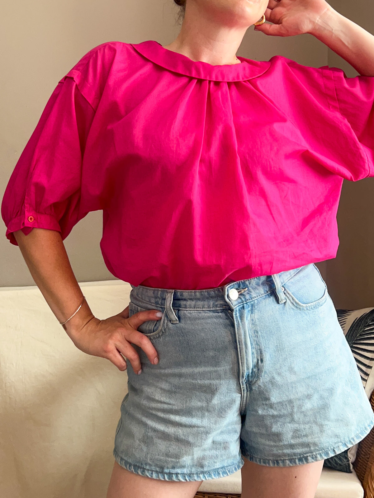 Vintage Round Collar Blouse, size approx 12-16