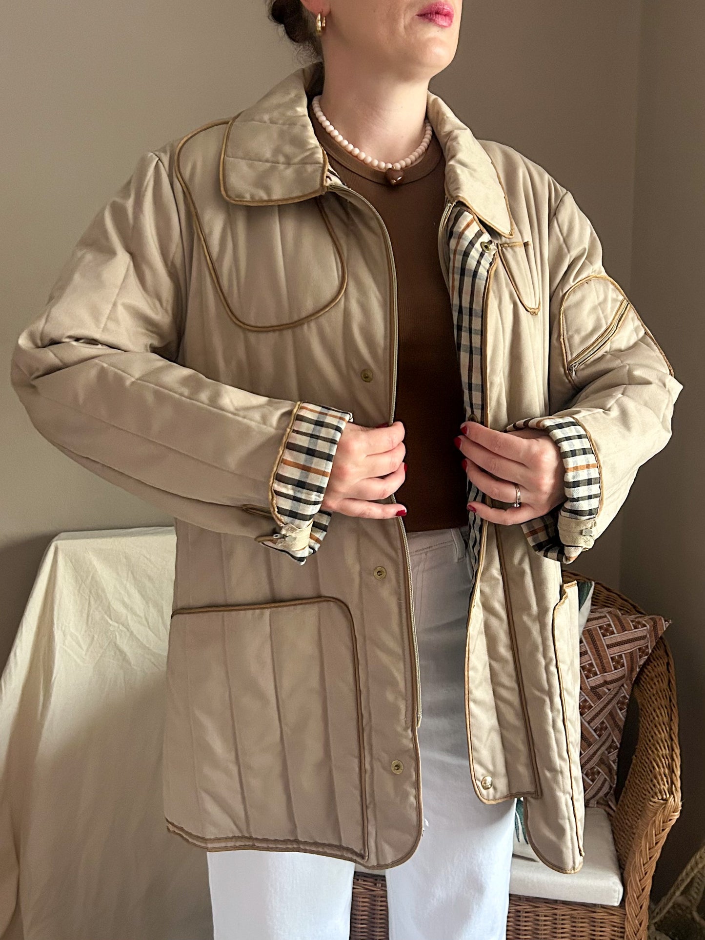 Vintage DAKS Quilted Jacket, approx Size 12-18+