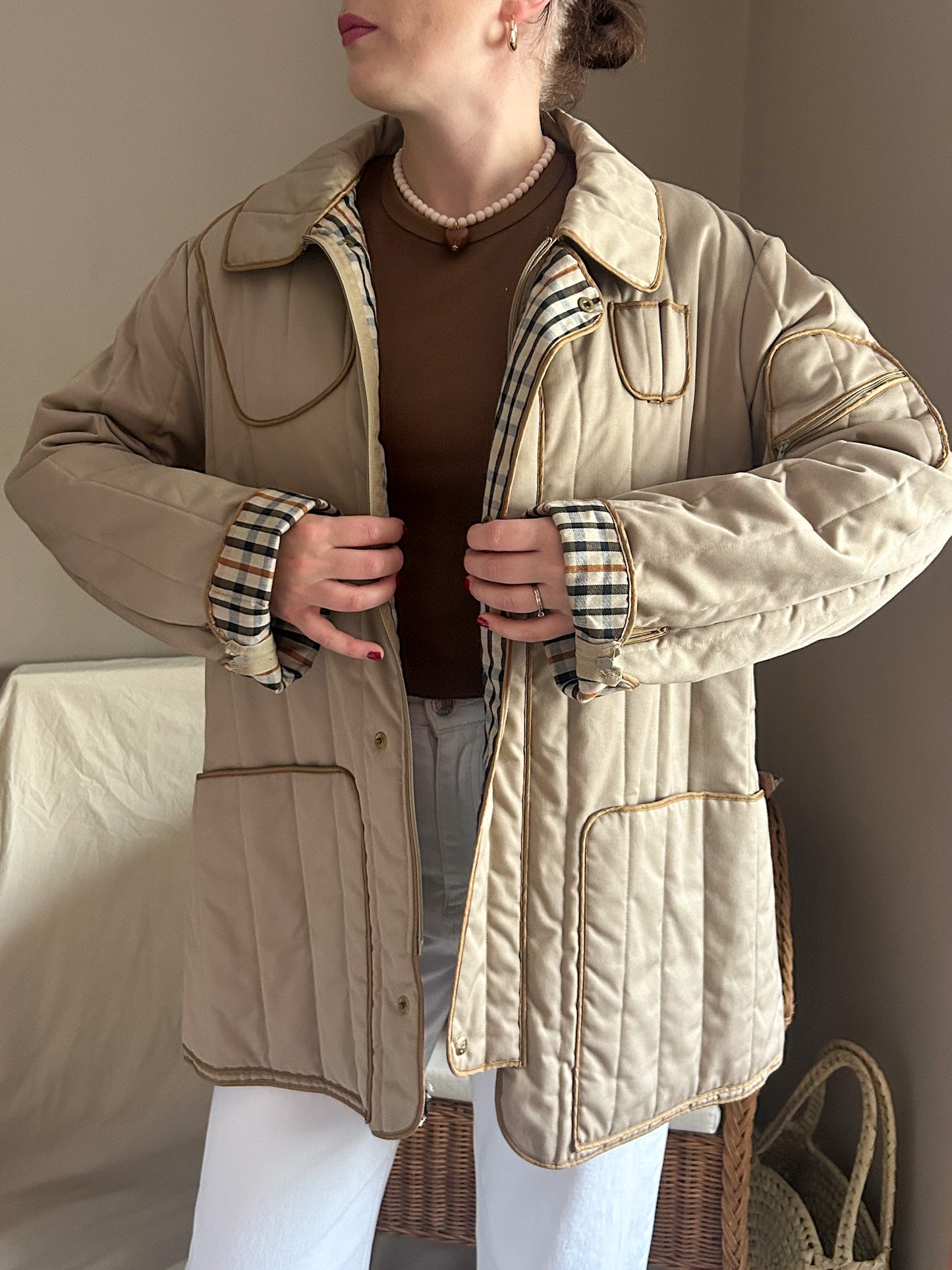 Vintage DAKS Quilted Jacket, approx Size 12-18+