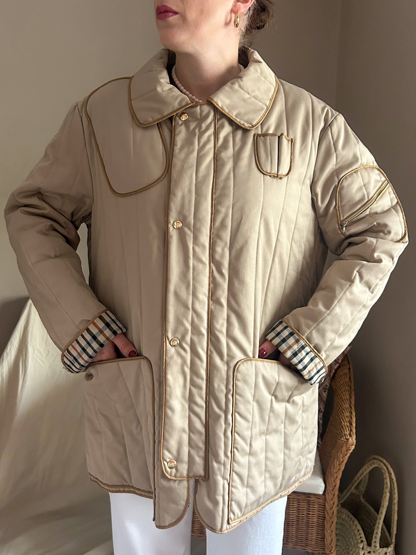Vintage DAKS Quilted Jacket, approx Size 12-18+