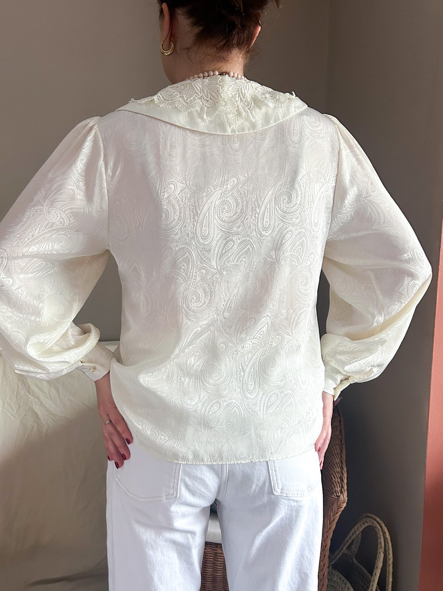 oversized statement collar vintage blouse ivory