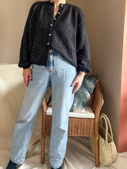 Vintage Cardigan With Metallic Thread, size approx 12-18