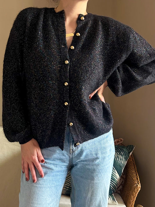 Vintage Cardigan With Metallic Thread, size approx 12-18
