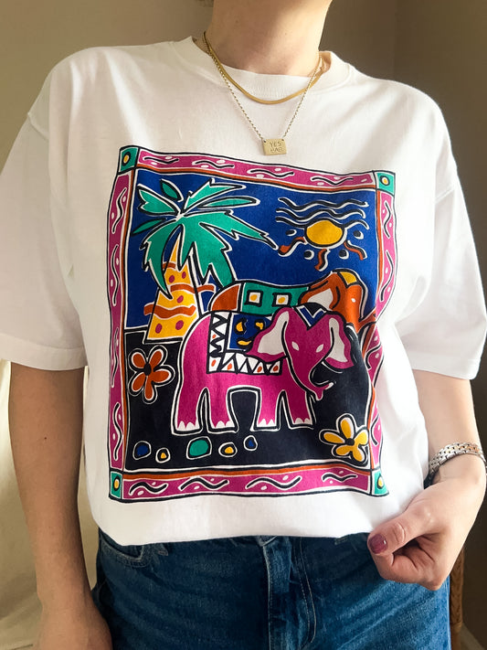 Vintage Bright Elephant Tee  - Unworn Deadstock, approx Size 10-16