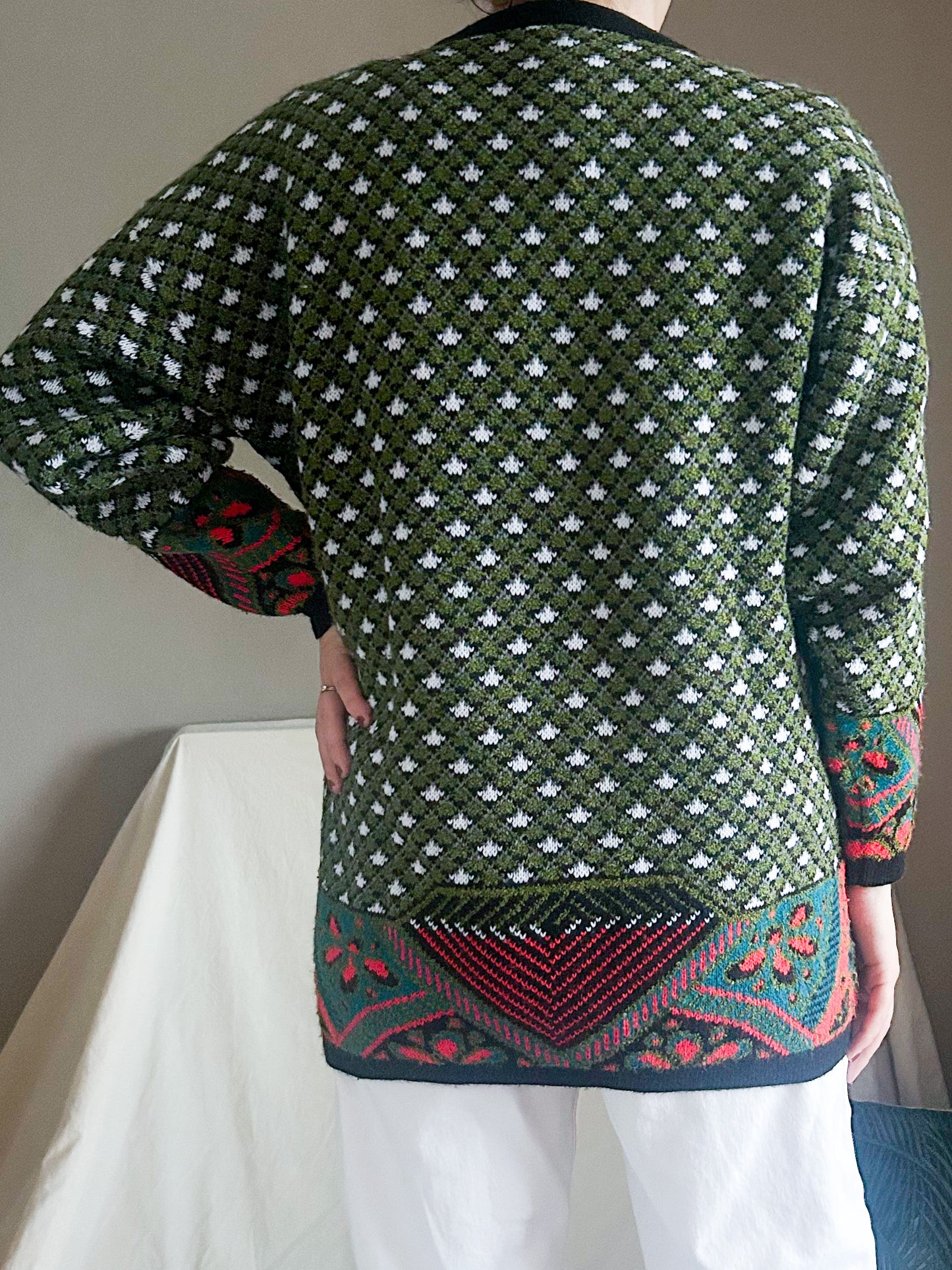Vintage Graphic Peacock Knit Jumper, size approx 10-14