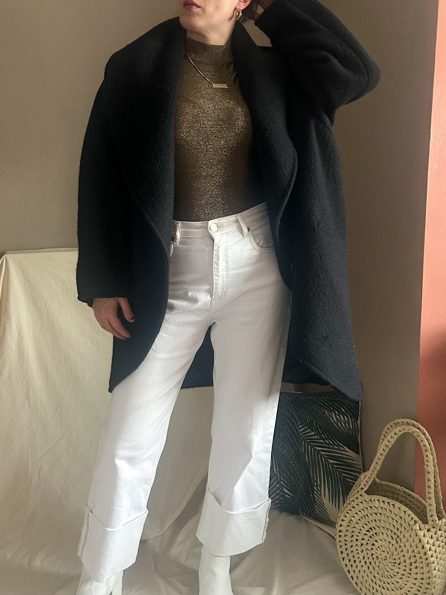 Vintage Statement Collar Wool Coat, approx Size 10-14+