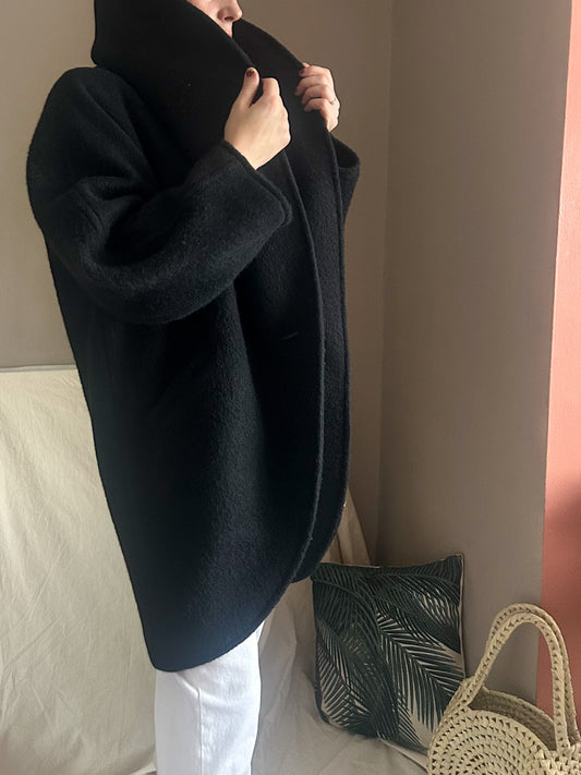 Vintage Statement Collar Wool Coat, approx Size 10-14+