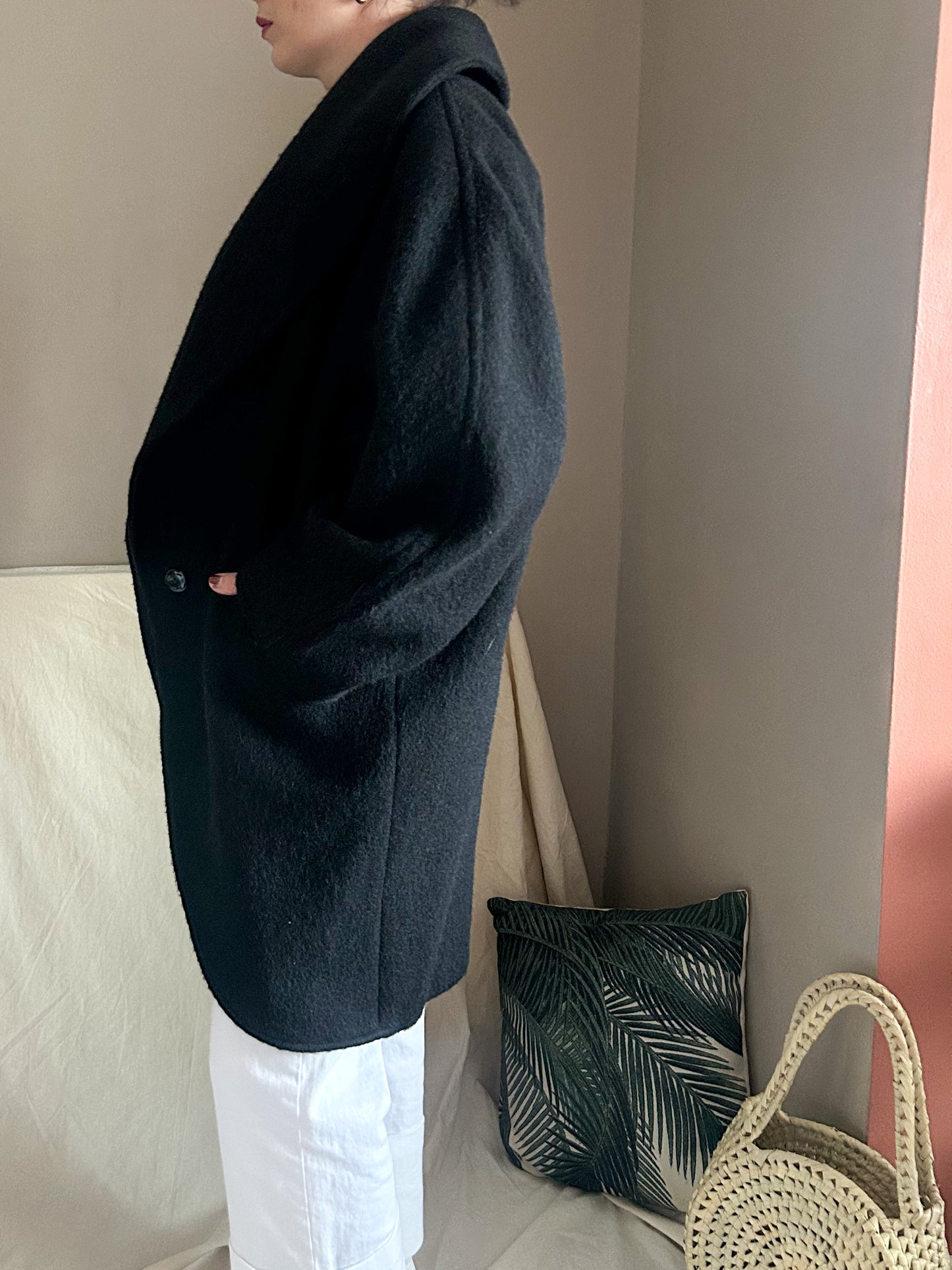 Vintage Statement Collar Wool Coat, approx Size 10-14+