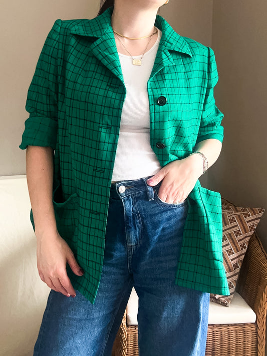Vintage Graphic Check Jacket, approx size 10-12