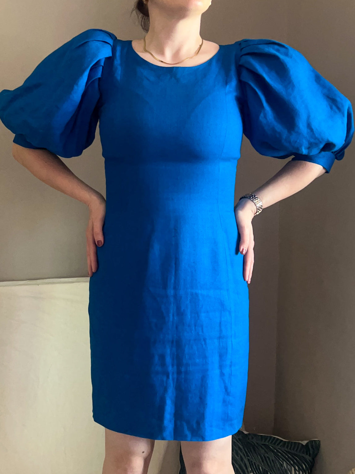 Vintage Droopy & Browns Puff Sleeve Dress, size approx 8-10