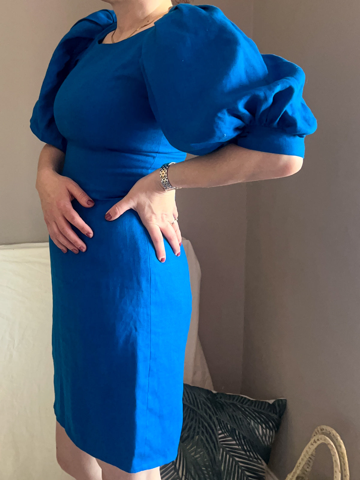 Vintage Droopy & Browns Puff Sleeve Dress, size approx 8-10