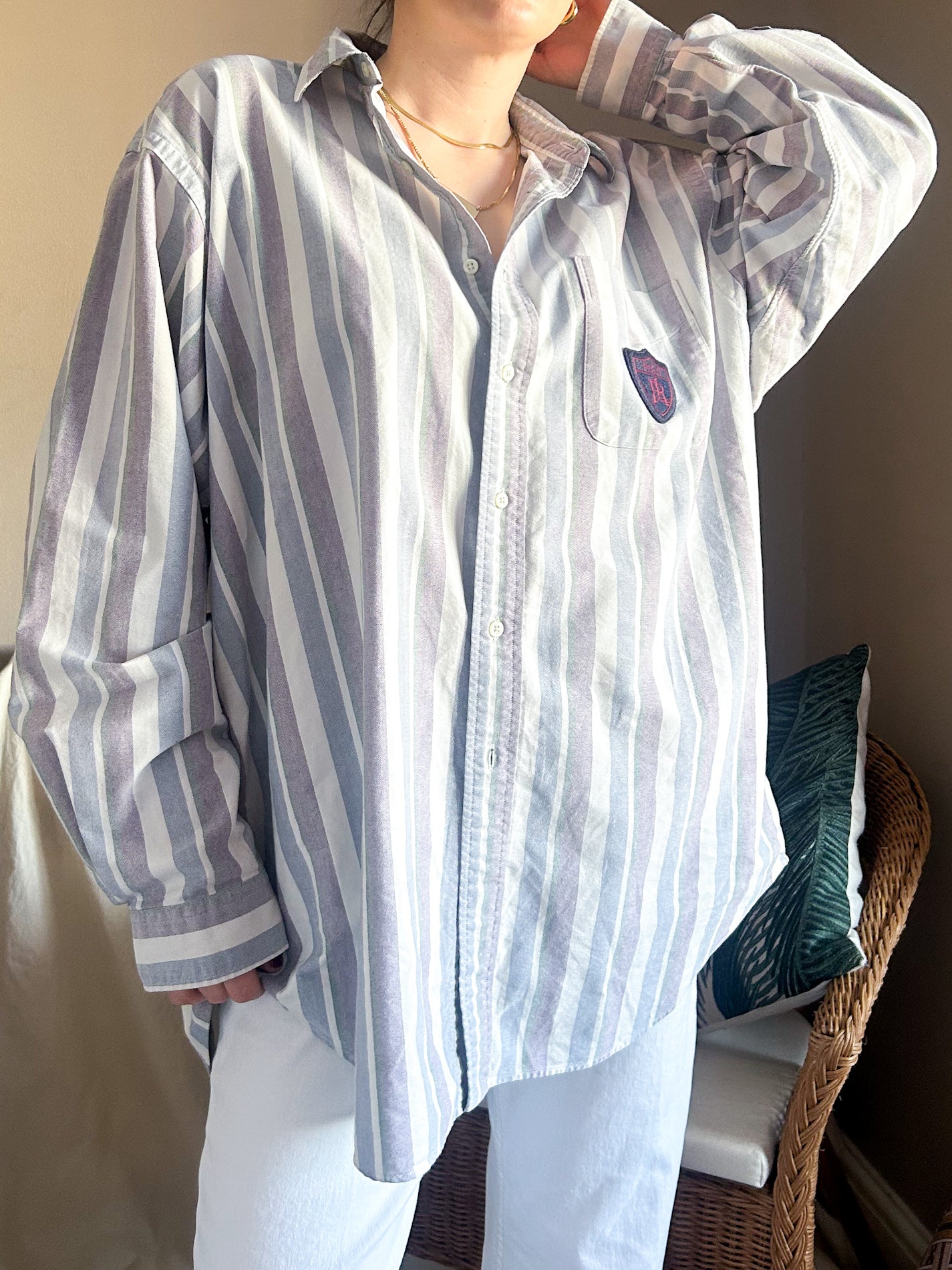 Vintage 80's Polo by Ralph Lauren Stripe Shirt, approx Size 12-16+ (Men's XL)