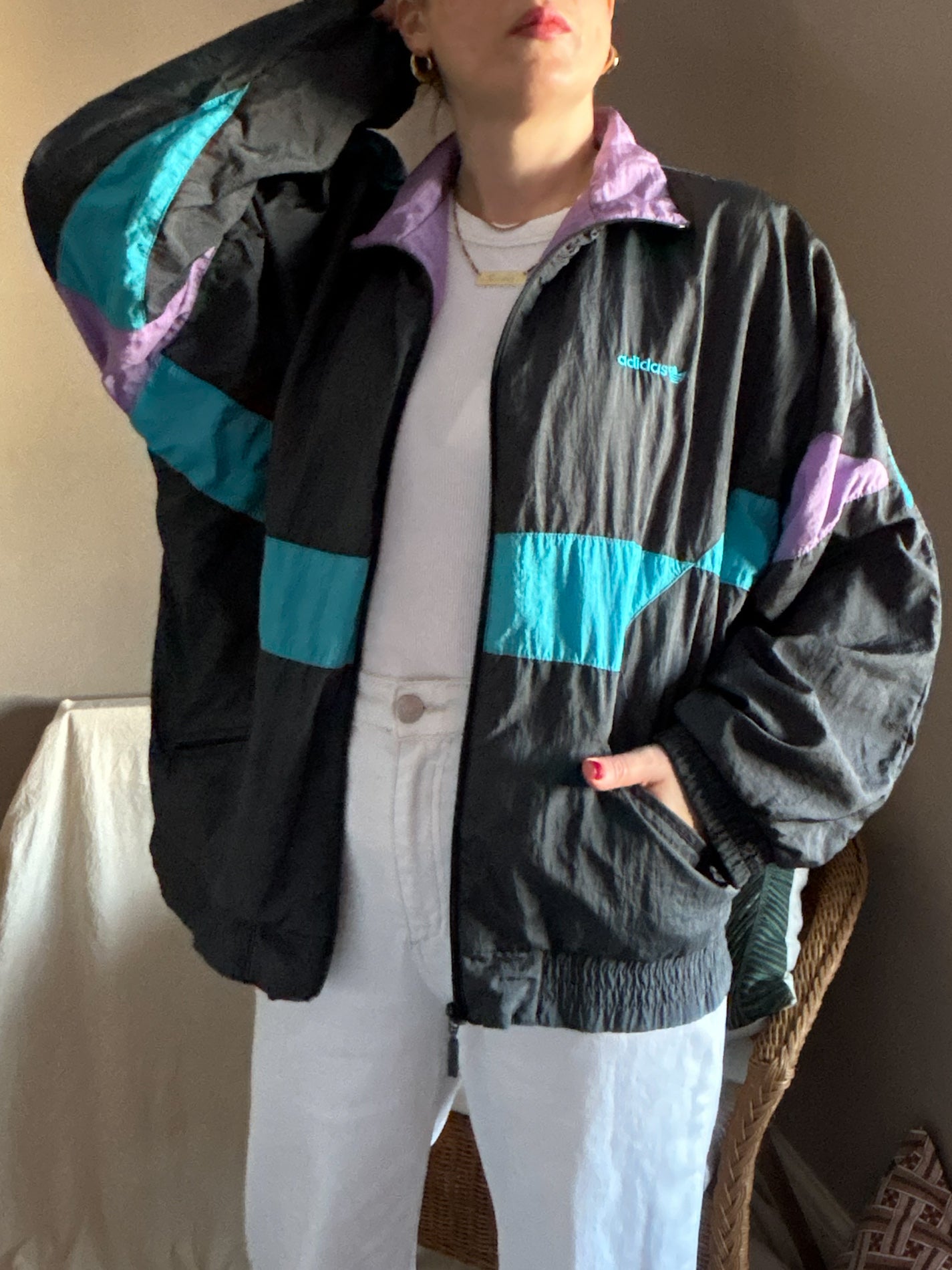Vintage Adidas 90s Shell/Sports Jacket, approx size 10-12