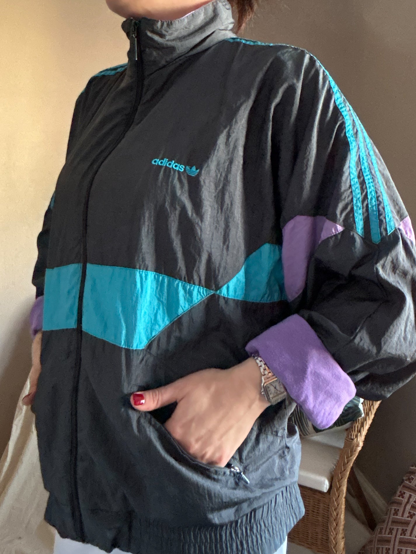 Vintage Adidas 90s Shell/Sports Jacket, approx size 10-12