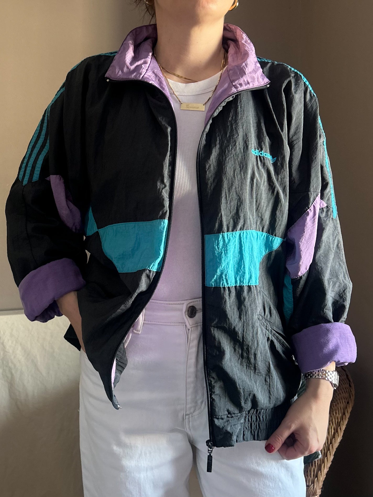Vintage Adidas 90s Shell/Sports Jacket, approx size 10-12