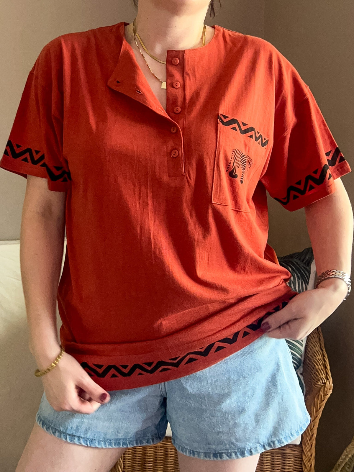 Vintage Zebra Pocket Tee  - Unworn Deadstock, approx Size 10-18
