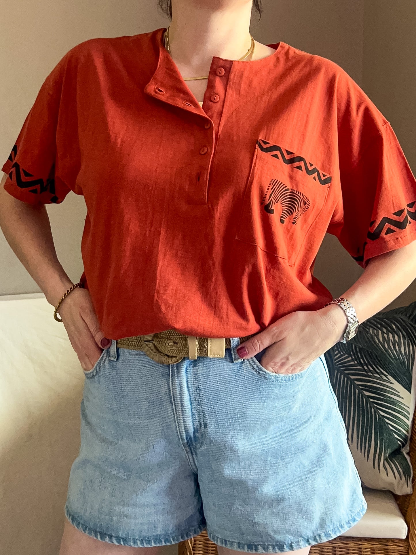Vintage Zebra Pocket Tee  - Unworn Deadstock, approx Size 10-18