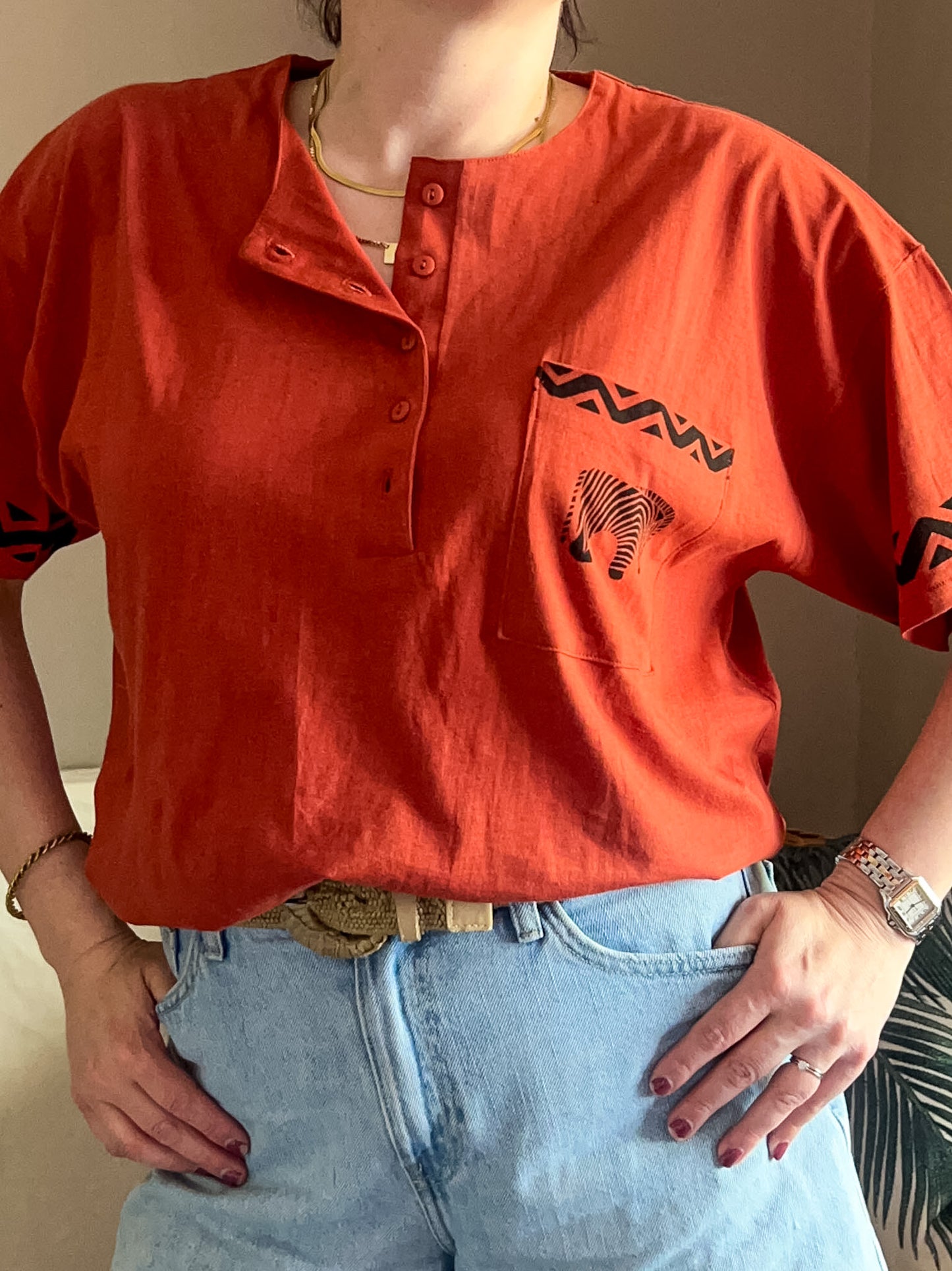 Vintage Zebra Pocket Tee  - Unworn Deadstock, approx Size 10-18