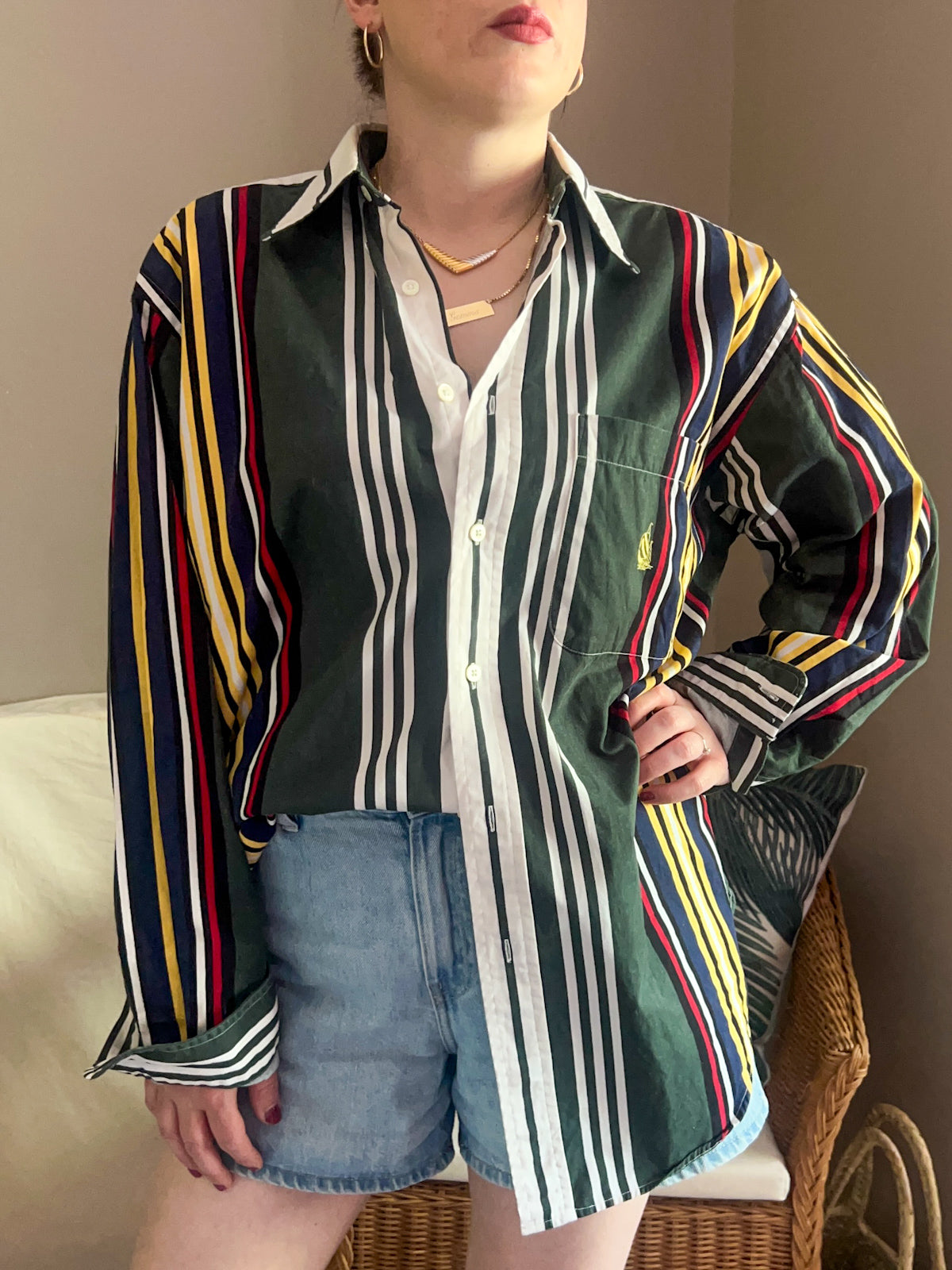 Vintage Nautica Bold Stripe Shirt, approx Size 14-18