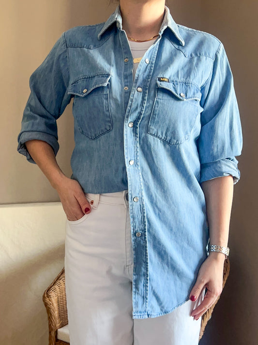 Vintage 70s/80's Lee Western Style Denim Shirt, approx Size 10