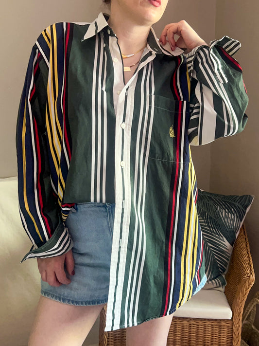 Vintage Nautica Bold Stripe Shirt, approx Size 14-18